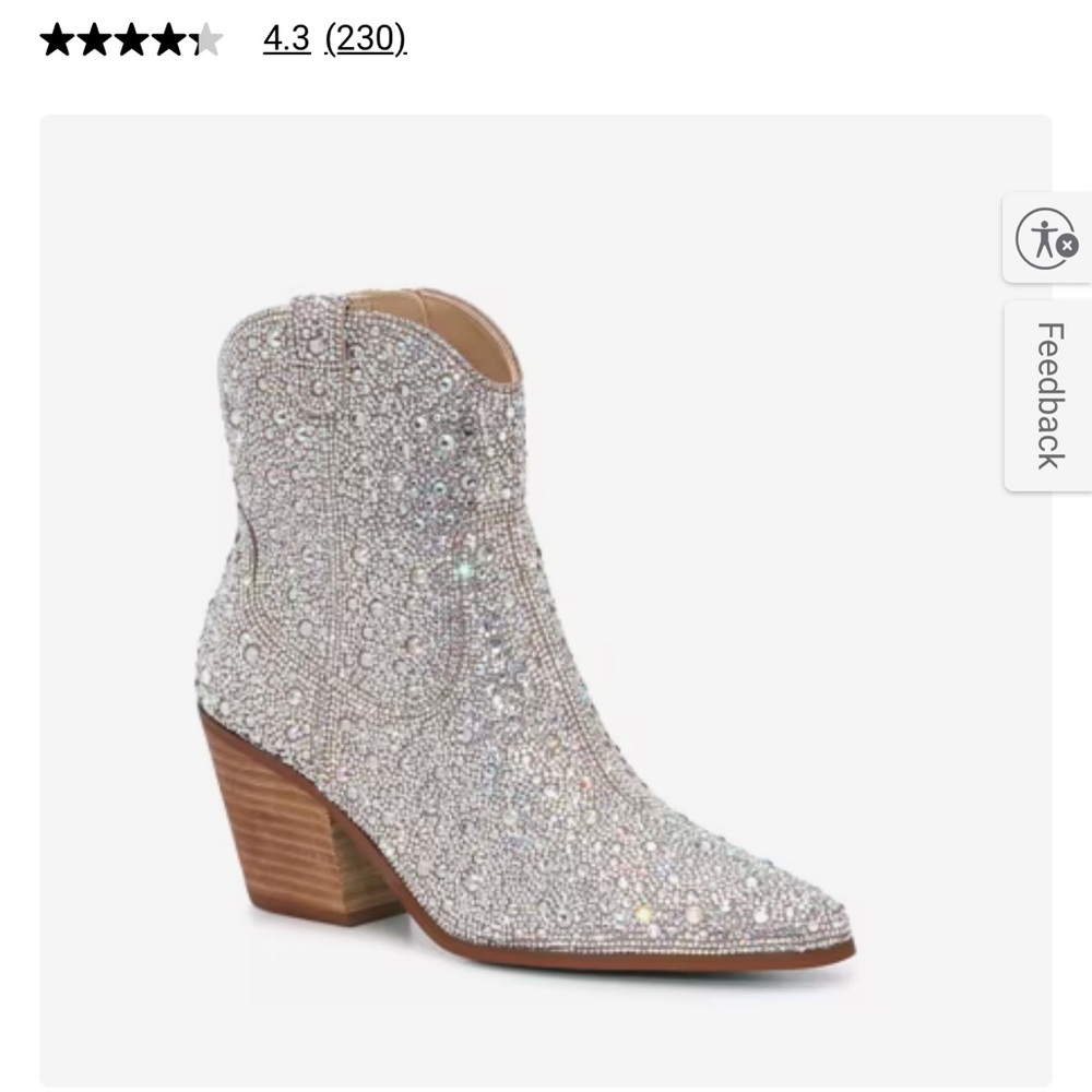 Betsy Johnson Silver Sparkle Heeled Boots Size 11